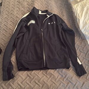 Men's Black Zip-Up Track Jacket with White Accents
